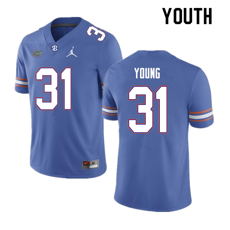 Youth #31 Jordan Young Florida Gators College Football Jerseys Sale-Royal - Click Image to Close